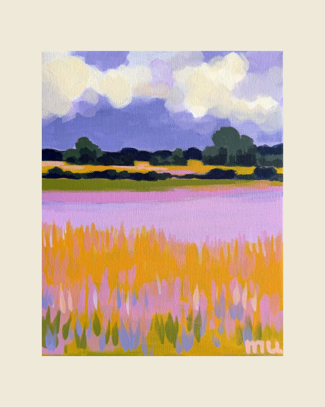 Colorful meadow painting by Marta Ustīnova